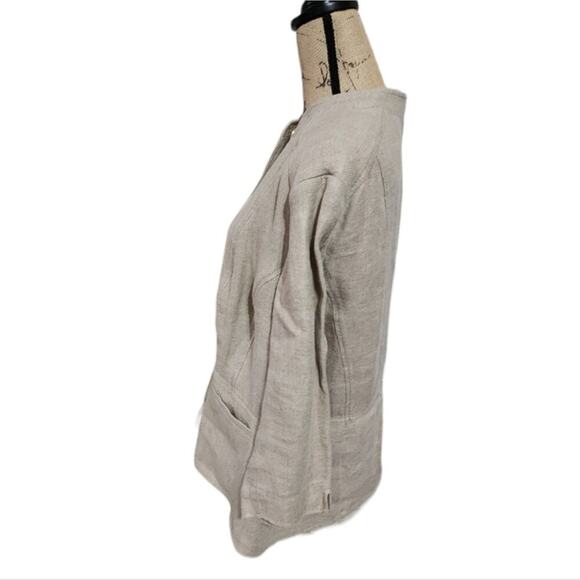 Michael Kors 100% Linen Flax and Metallic gold Peplum Jacket Blazer Plus Size 18 - Picture 2 of 8